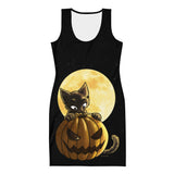 Halloween Pumpkin Cat Bodycon Dress