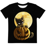 Halloween Pumpkin Cat Kids T-shirt