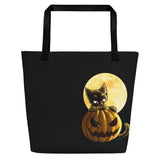 Halloween Pumpkin Cat Tote Bag