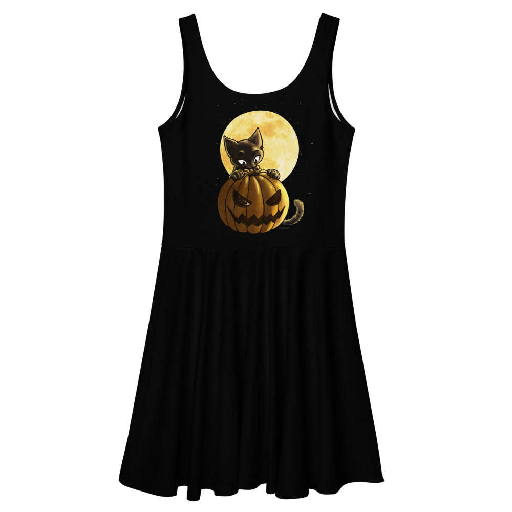 black cat skater dress Sourpuss Black Cat Halloween Skater Dress Size Adult Small