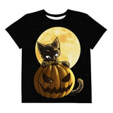 Halloween Pumpkin Cat Youth T-shirt