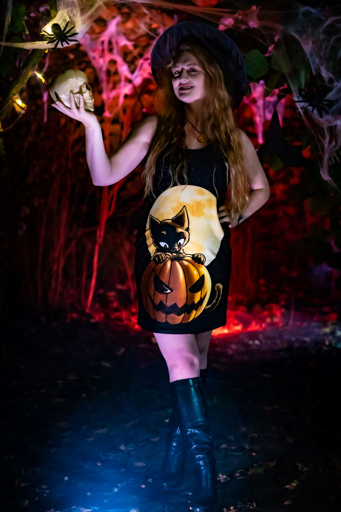 Halloween Pumpkin Cat Bodycon Dress Howling Riot Halloween Pumpkin Cat Bodycon Dress Howling Riot