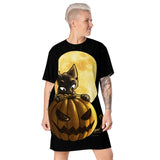 Halloween Pumpin Cat Extra Long T-shirt