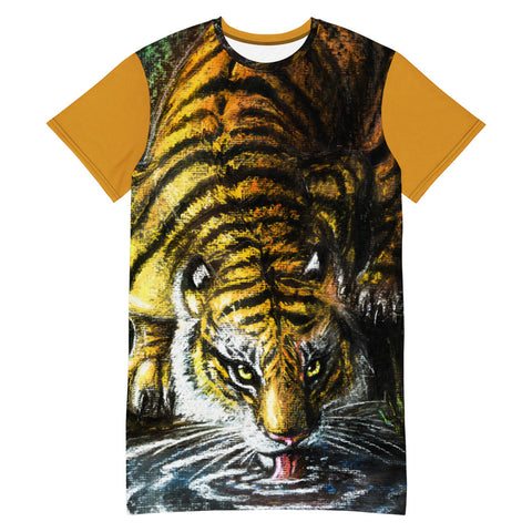 Drinking Tiger Yellow Extra Long T-shirt
