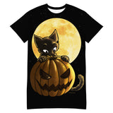 Halloween Pumpin Cat Extra Long T-shirt