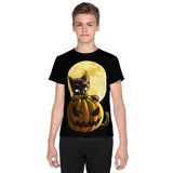 Halloween Pumpkin Cat Youth T-shirt