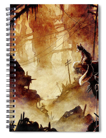 Fox in Post-apocalyptic Outpost - Spiral Notebook